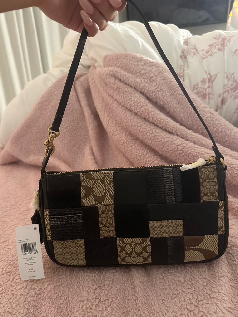 Coach Patchwork Mini Shoulder Bag in Brown and Black